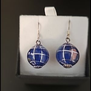 World globe sterling earrings